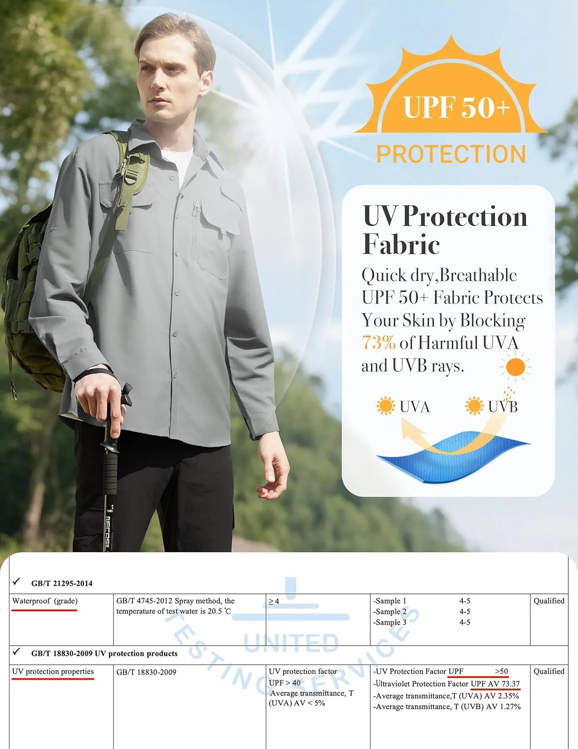 WULFUL Men's Sun Protection Fishing Shirts UPF 50  UV Lightweight Quick Dry Cooling Button Down Shirts for Work Hiking Safari