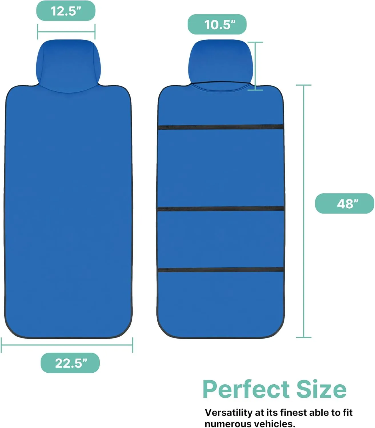 WYLF Easy Roll-Out Waterproof Car Seat Cover, for Surfing Yoga Gym Beach, Perfect for Cars, Trucks, SUVs, Vans - Pack of 1 Protector for Front Seat - Premium Neoprene, Anti-Slip Car Towel-BLUE