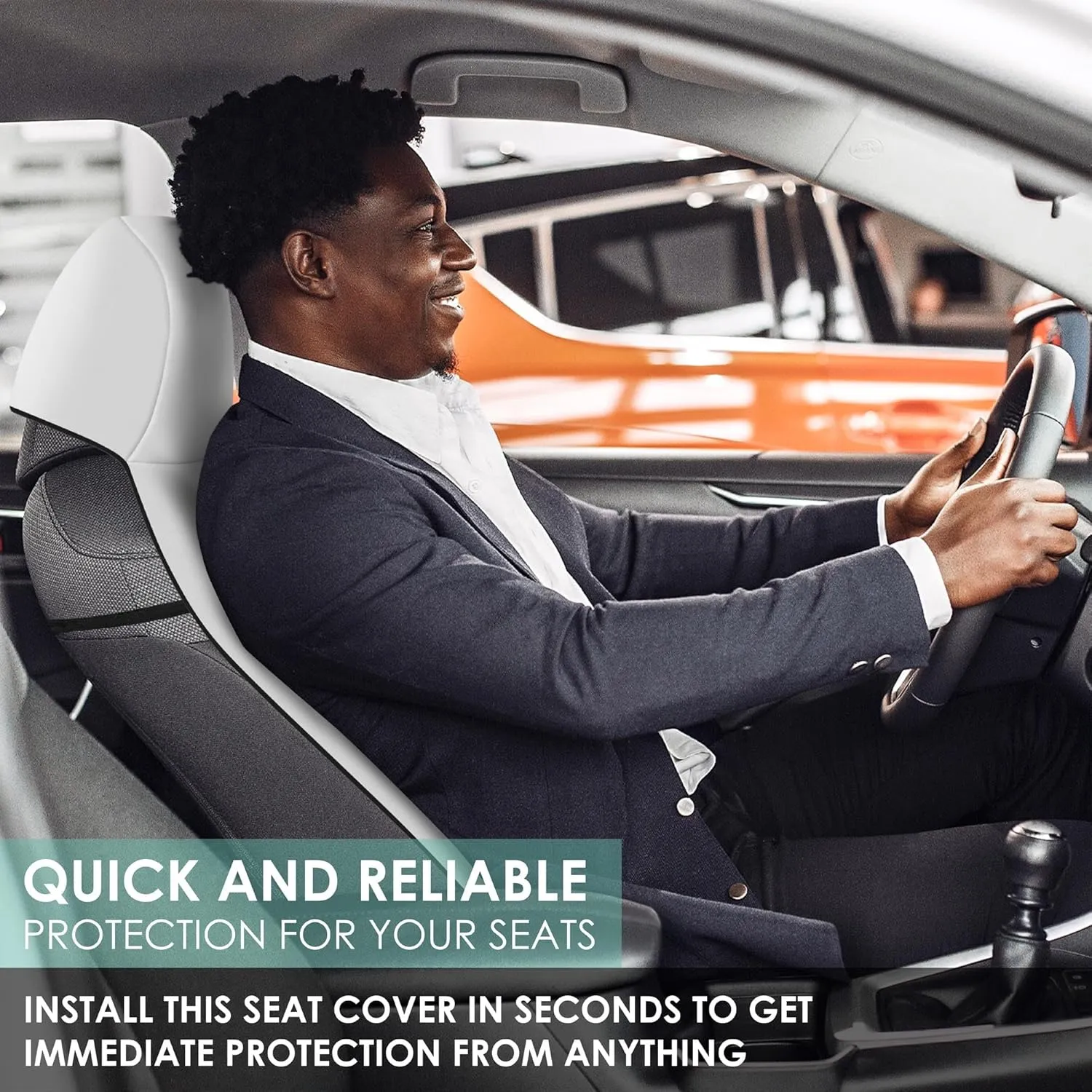 WYLF Easy Roll-Out Waterproof Car Seat Cover, for Surfing Yoga Gym Beach, Perfect for Cars, Trucks, SUVs, Vans - Pack of 1 Protector for Front Seat - Premium Neoprene, Anti-Slip Car Towel-GRAY