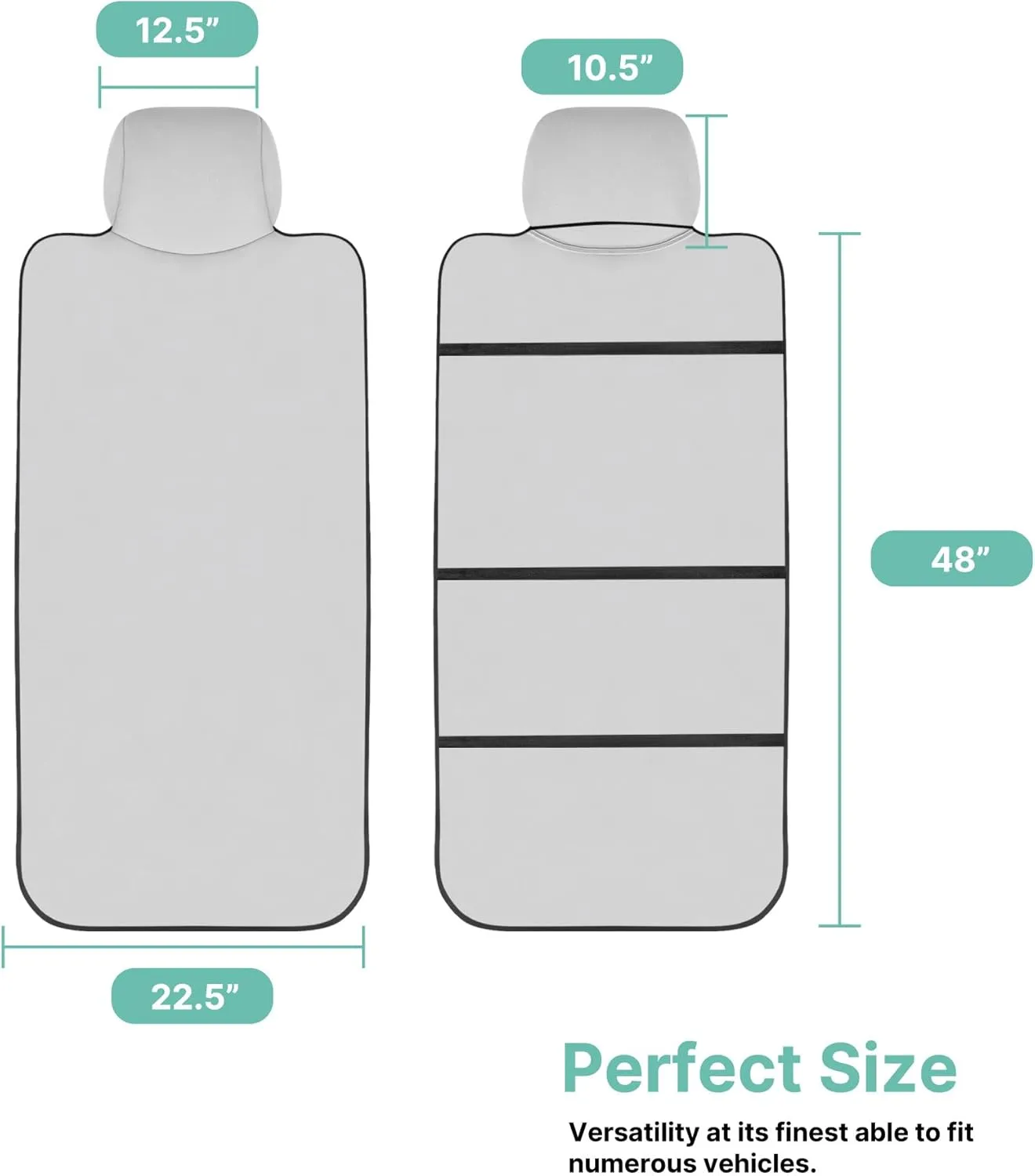 WYLF Easy Roll-Out Waterproof Car Seat Cover, for Surfing Yoga Gym Beach, Perfect for Cars, Trucks, SUVs, Vans - Pack of 1 Protector for Front Seat - Premium Neoprene, Anti-Slip Car Towel-GRAY
