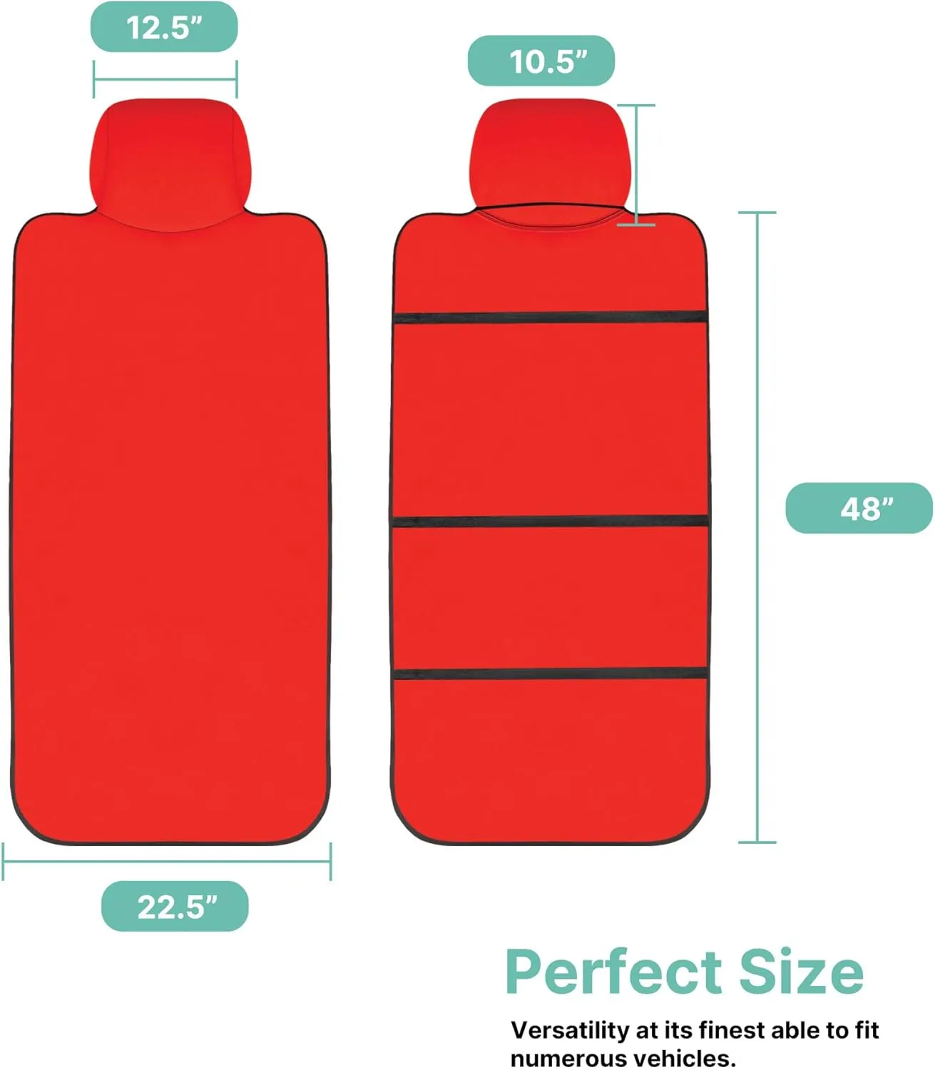 WYLF Easy Roll-Out Waterproof Car Seat Cover, for Surfing Yoga Gym Beach, Perfect for Cars, Trucks, SUVs, Vans - Pack of 1 Protector for Front Seat - Premium Neoprene, Anti-Slip Car Towel-RED