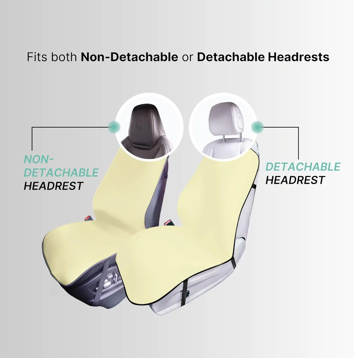 WYLF Easy Roll-Out Waterproof Car Seat Cover, for Surfing Yoga Gym Beach, Perfect for Cars, Trucks, SUVs, Vans-Pack of 2 Protectors for Front Seats - Premium Neoprene, Anti-Slip Car Towel - BEIGE