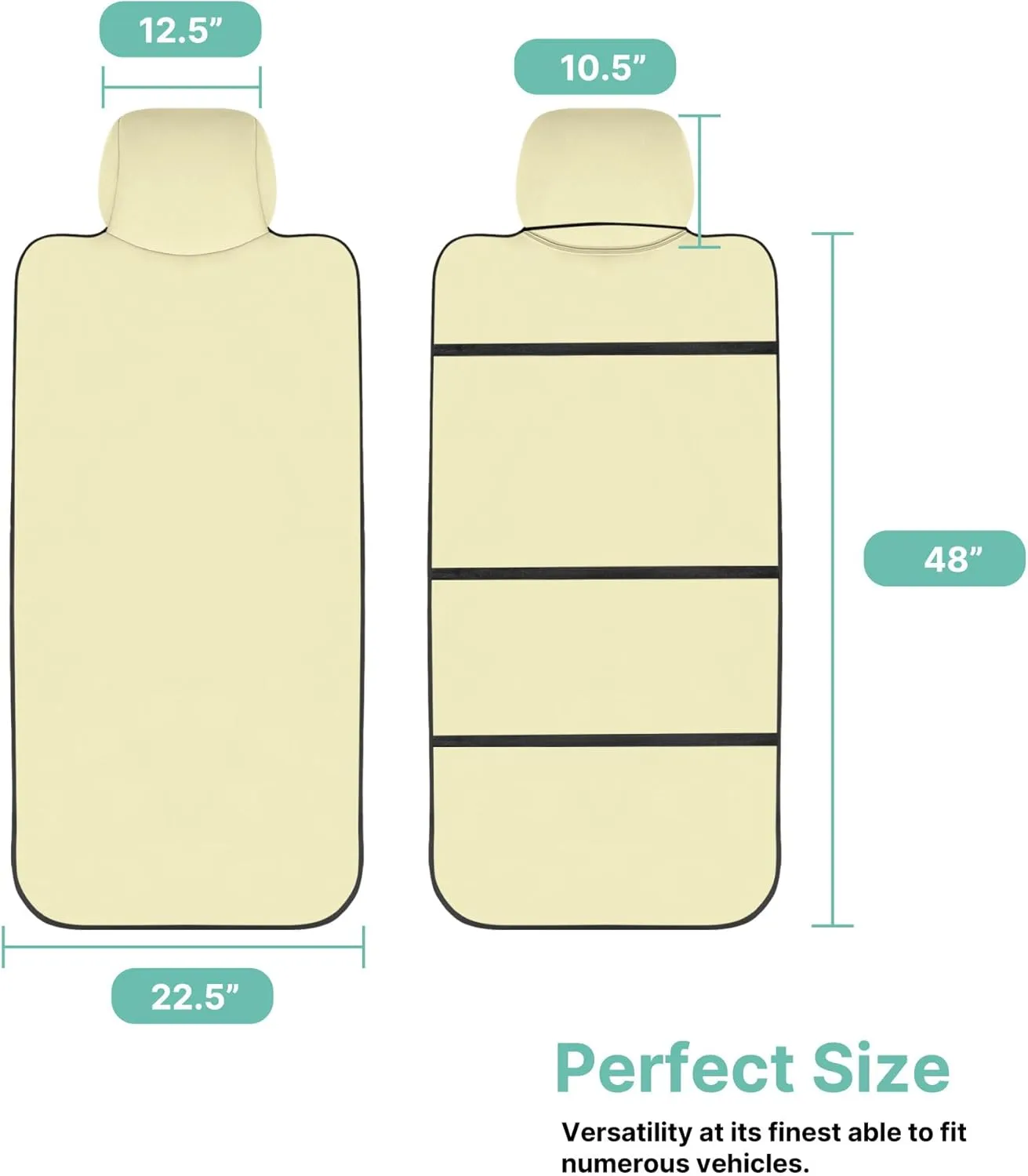 WYLF Easy Roll-Out Waterproof Car Seat Cover, for Surfing Yoga Gym Beach, Perfect for Cars, Trucks, SUVs, Vans-Pack of 2 Protectors for Front Seats - Premium Neoprene, Anti-Slip Car Towel - BEIGE