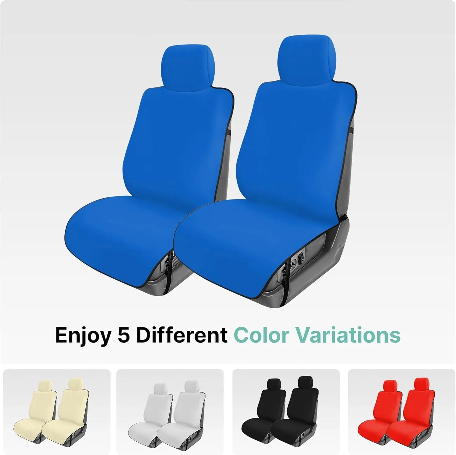 WYLF Easy Roll-Out Waterproof Car Seat Cover, for Surfing Yoga Gym Beach, Perfect for Cars, Trucks, SUVs, Vans-Pack of 2 Protectors for Front Seats - Premium Neoprene, Anti-Slip Car Towel - BEIGE