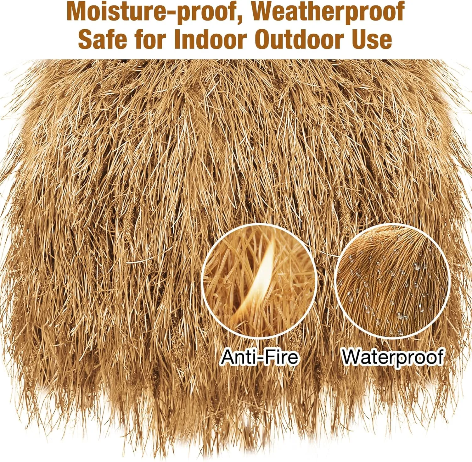 XLX TURF Synthetic Thatch Grass Roof for Tiki Bar Fireproof Mexican Grass Tropical Party Decorations, Artificial Straw Roll Garden Fence Patio, DIY Crafts, 15.74" x 4'