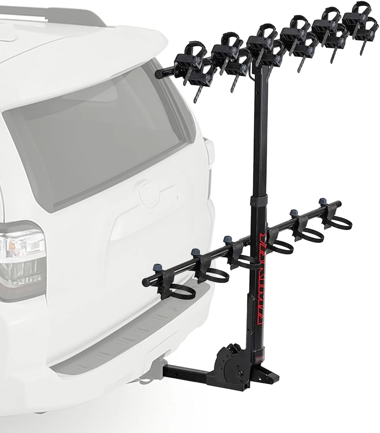 Yakima Versatile HangTight 6 Vertical Hanging Hitch Steel Bike Rack for 2 Inch Hitch Receivers with Fully Padded Cradles and Tilting Design, Black