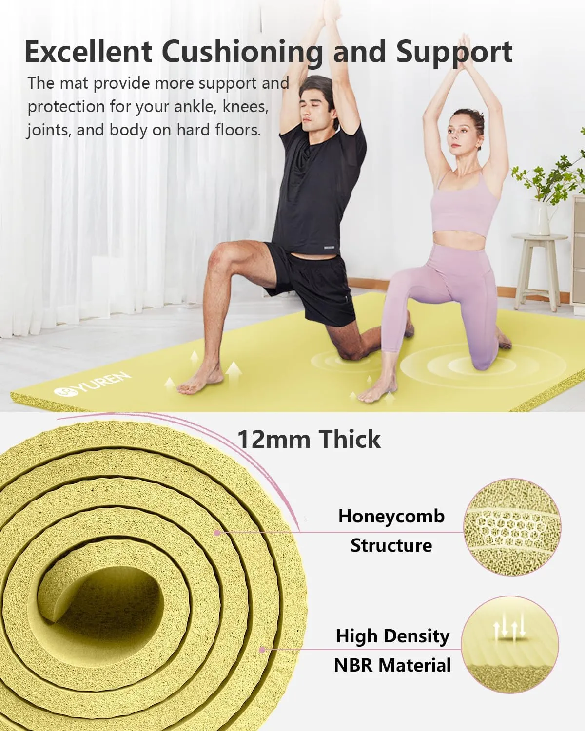 Yoga Mat 1/2 Inch Thick Large Exercise Mat 78"x 51" Extra Wide Workout Mats for Home Gym, Non-Slip Gym Floor Mat Soft Comfortable with Carrying Yoga Bag