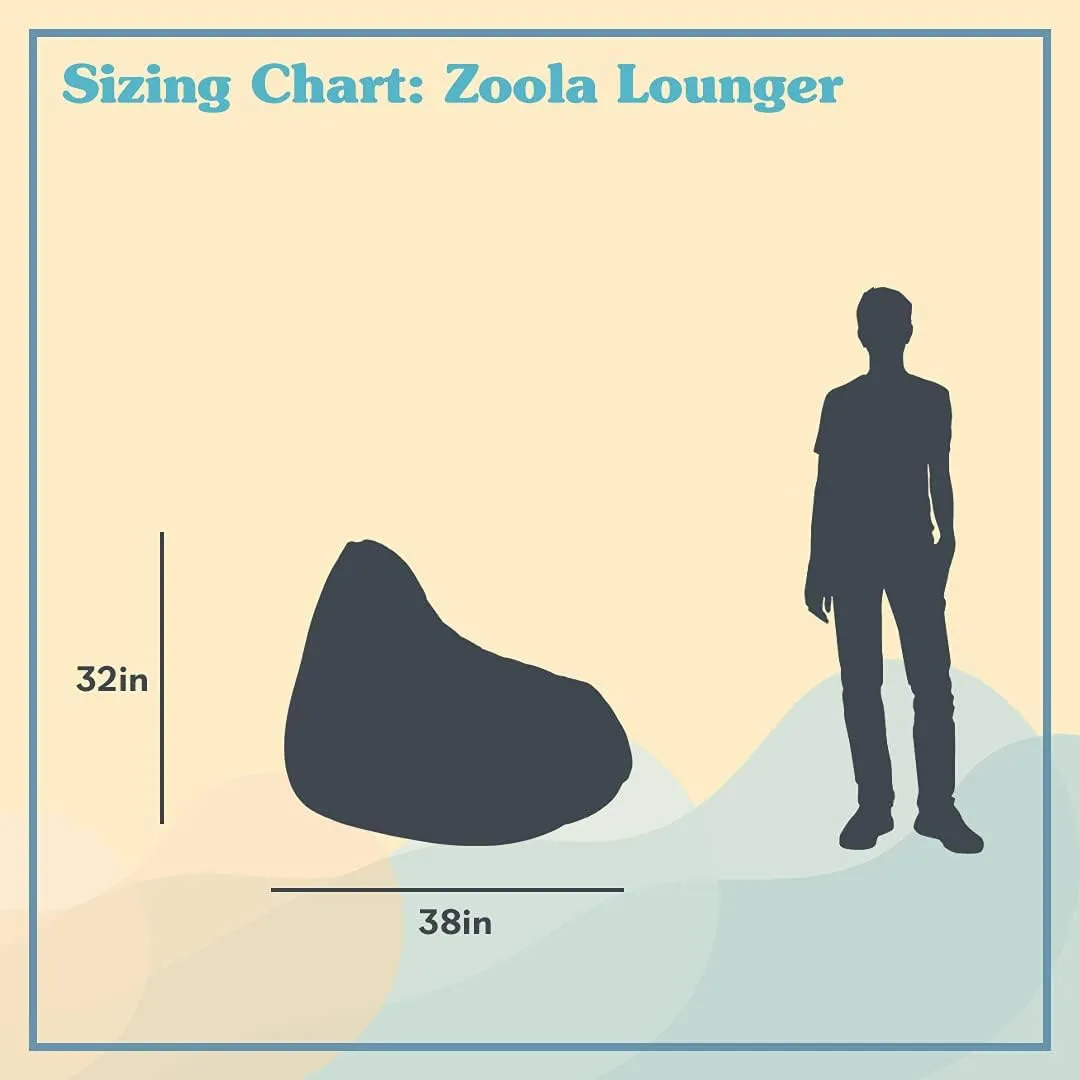 Yogibo Zoola Lounger Outdoor Bean Bag Chair for Adults with Filling, Comfy Single Beanbag Patio Pool Deck Lounge Furniture, Water-Resistant Washable Cover, Grass