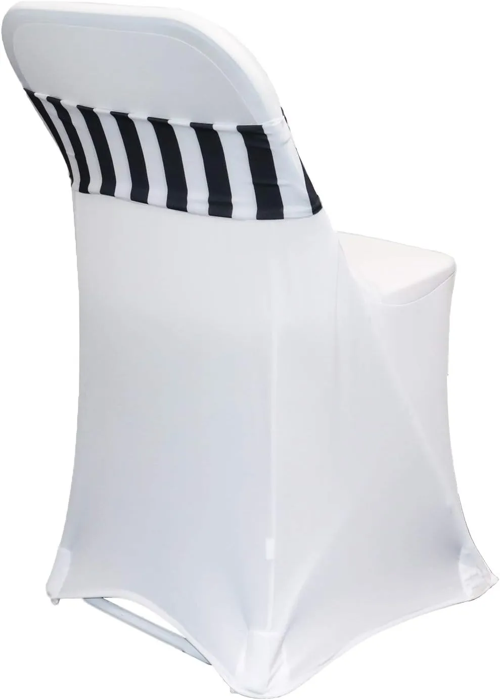 YOUR CHAIR COVERS - Stretch Spandex Chair Bands Black White Striped (Pack of 10) – Universal Elastic for Party & Banquet Decorations