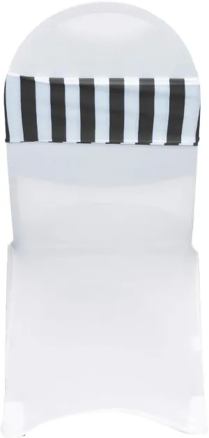 YOUR CHAIR COVERS - Stretch Spandex Chair Bands Black White Striped (Pack of 10) – Universal Elastic for Party & Banquet Decorations
