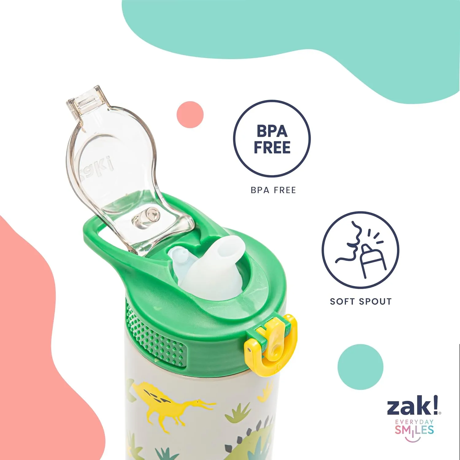 Zak Designs Sanrio Sage Kids Water Bottle For School or Travel, 19oz Stainless Steel Water Bottle With Straw, Handle, and Leak-Proof, Pop-Up Spout Cover (Hello Kitty)
