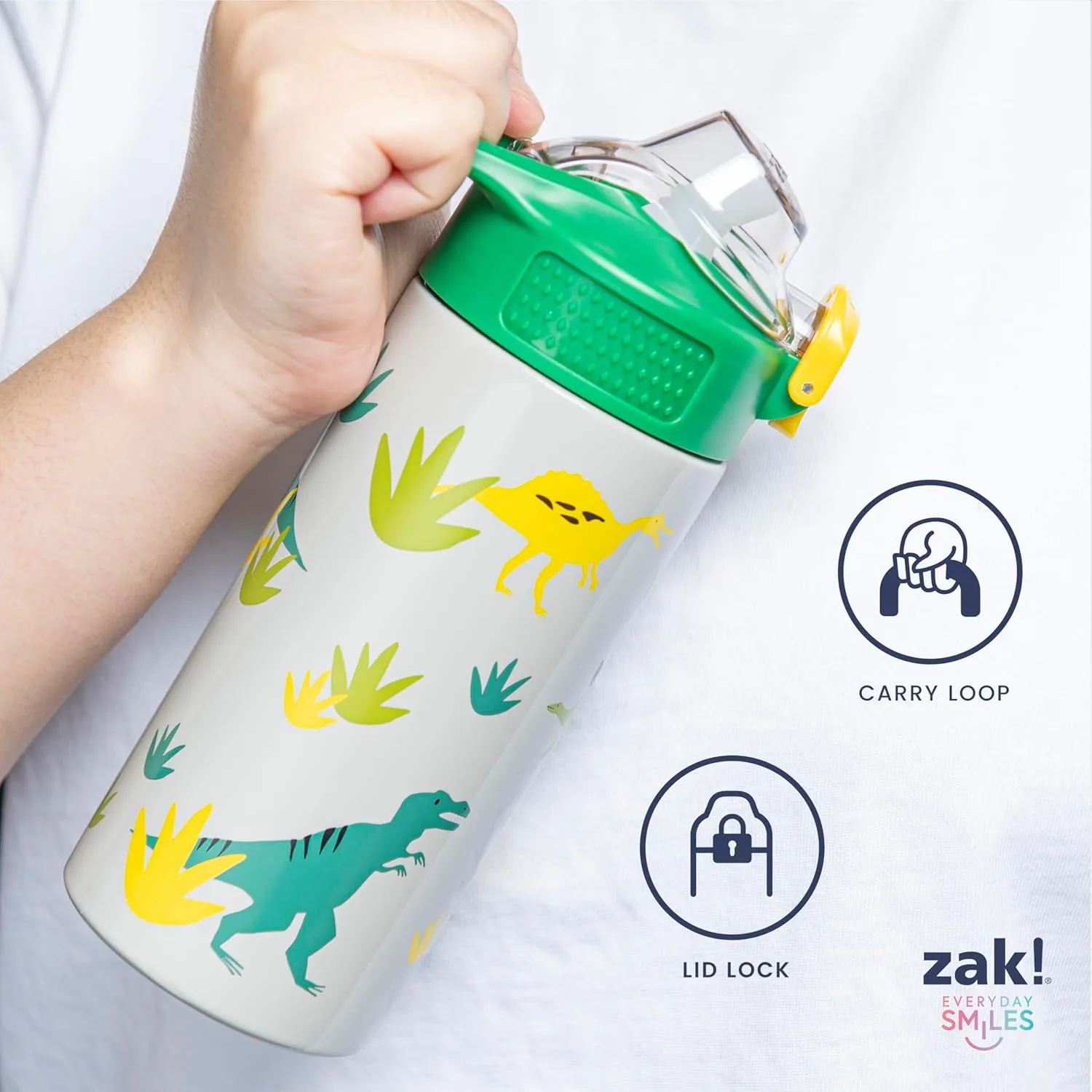 Zak Designs Sanrio Sage Kids Water Bottle For School or Travel, 19oz Stainless Steel Water Bottle With Straw, Handle, and Leak-Proof, Pop-Up Spout Cover (Hello Kitty)