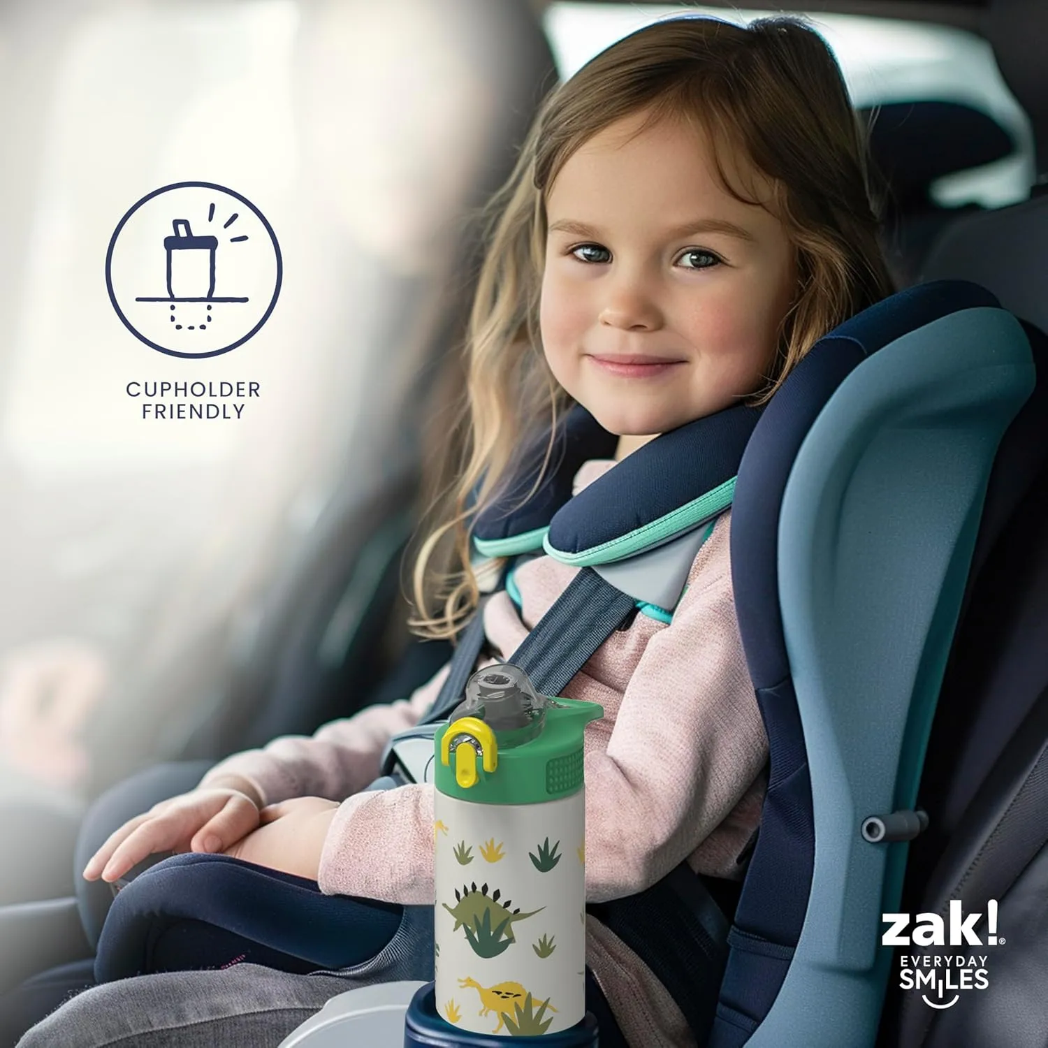 Zak Designs Sanrio Sage Kids Water Bottle For School or Travel, 19oz Stainless Steel Water Bottle With Straw, Handle, and Leak-Proof, Pop-Up Spout Cover (Hello Kitty)