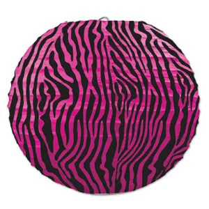Zebra Print Lantern - Cerise/Black, 3 Pack, 9½"