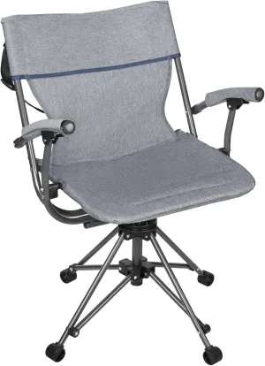 Zenithen Outdoor/Indoor Folding Portable Lawn 360 Swivel Chair with Armrests (Blue Grey)