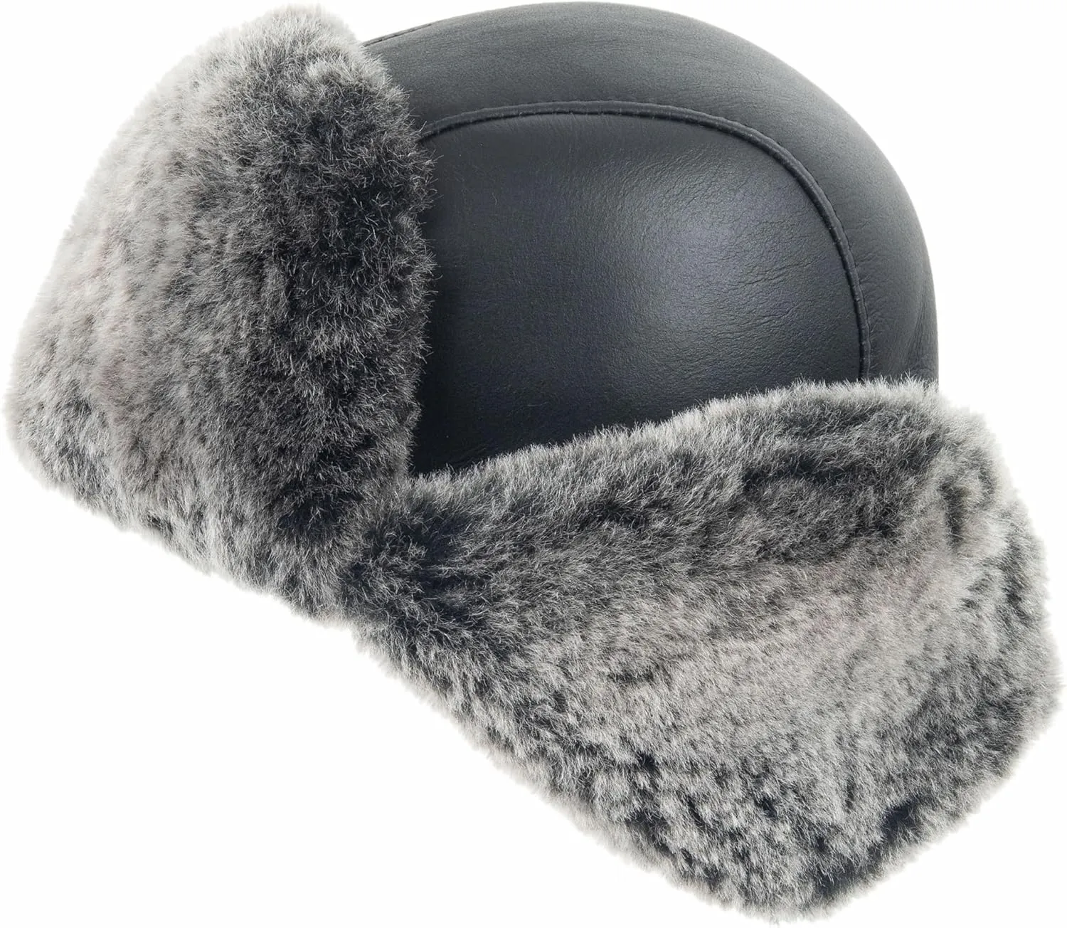 Zessano Leather Aviator Russian Ushanka Trapper Winter Fur Hat - Unisex Shearling 100% Leather Sheepskin Hats for Men Women