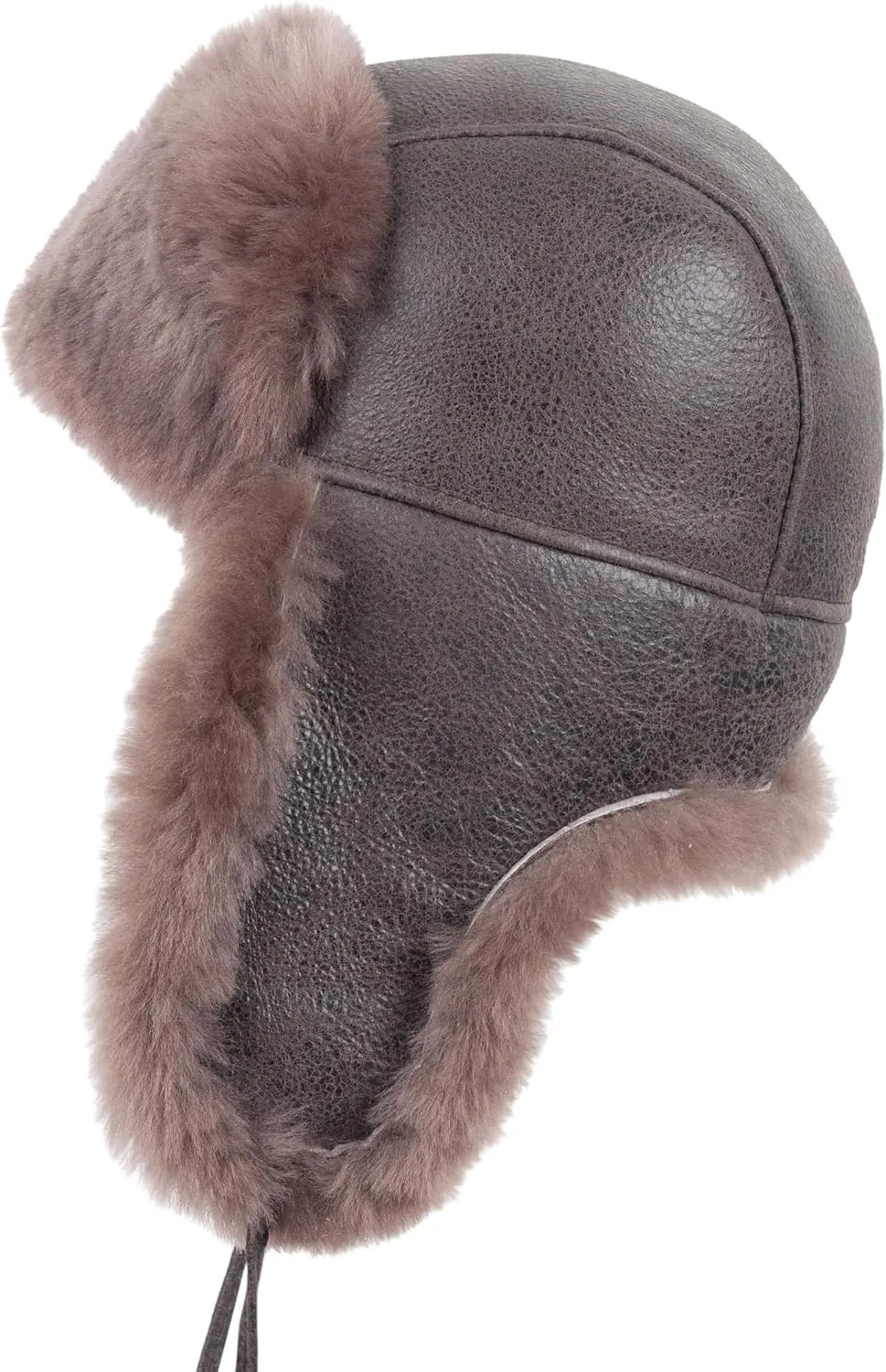 Zessano Leather Aviator Russian Ushanka Trapper Winter Fur Hat - Unisex Shearling 100% Leather Sheepskin Hats for Men Women