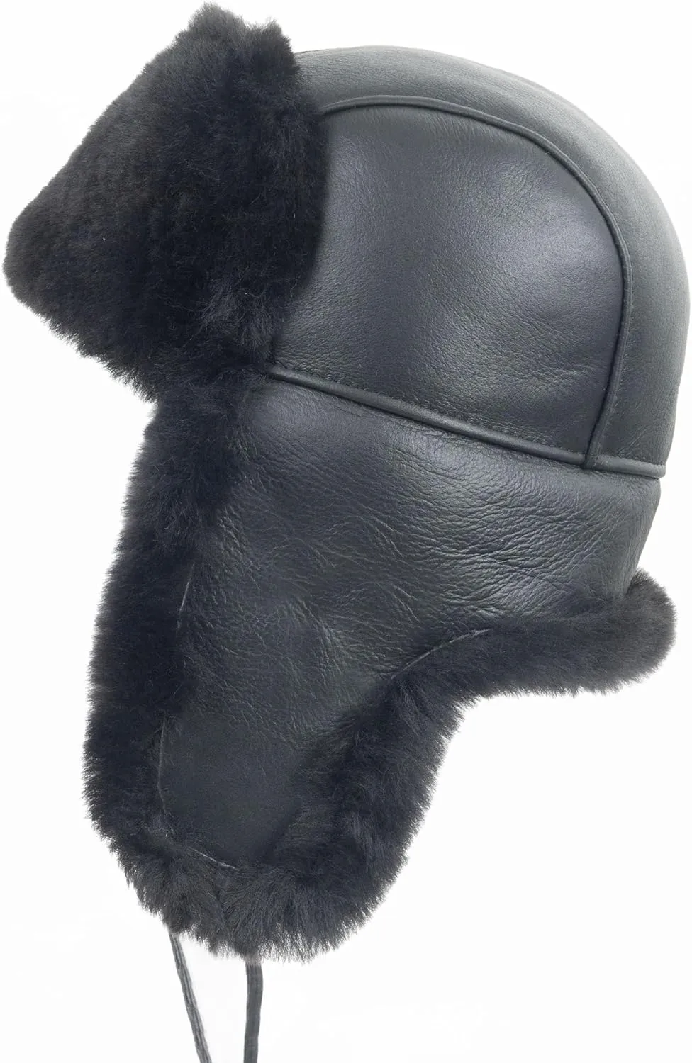 Zessano Leather Aviator Russian Ushanka Trapper Winter Fur Hat - Unisex Shearling 100% Leather Sheepskin Hats for Men Women