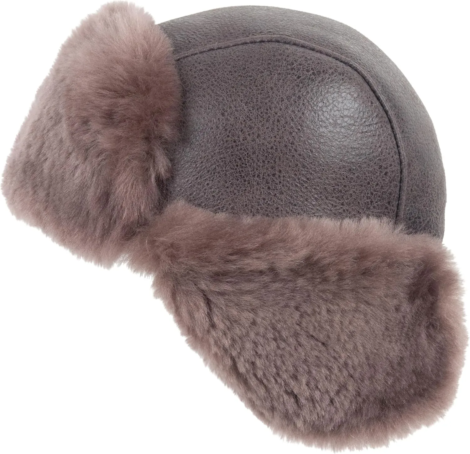 Zessano Leather Aviator Russian Ushanka Trapper Winter Fur Hat - Unisex Shearling 100% Leather Sheepskin Hats for Men Women