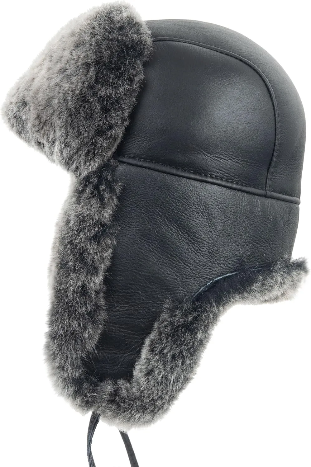Zessano Leather Aviator Russian Ushanka Trapper Winter Fur Hat - Unisex Shearling 100% Leather Sheepskin Hats for Men Women