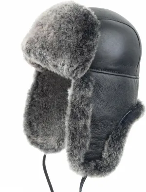 Zessano Leather Aviator Russian Ushanka Trapper Winter Fur Hat - Unisex Shearling 100% Leather Sheepskin Hats for Men Women