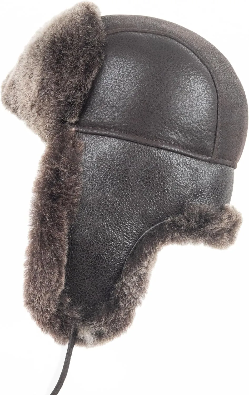 Zessano Leather Aviator Russian Ushanka Trapper Winter Fur Hat - Unisex Shearling 100% Leather Sheepskin Hats for Men Women