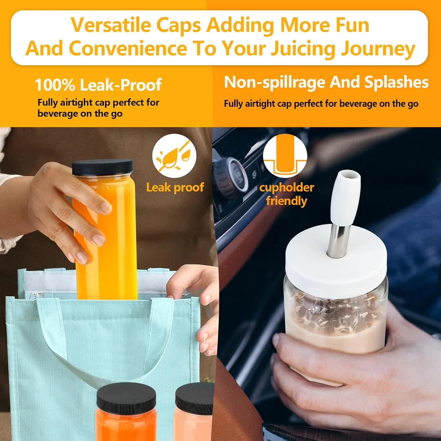 Zukro Glass Juice Bottles with Lids, 16 oz Wide Mouth Juicing Bottle Reusable Glass, Clear Smoothie Cups with Straw, Airtight Lid, Leak Proof Drinking Mason Jar For Water, Bubble Tea, Dishwasher Safe