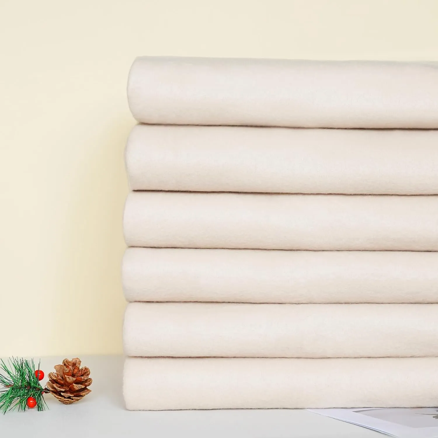 ZYFZCYBL Fleece Throw Blankets Lightweight Warm Soft Cozy Pet-Friendly Bulk Fleece Throw Blanket Kids Solid for Home Bed, Sofa，Office,Gifts, Couch (Pack of 6-50 x 60 inch，Beige)