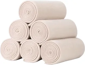 ZYFZCYBL Fleece Throw Blankets Lightweight Warm Soft Cozy Pet-Friendly Bulk Fleece Throw Blanket Kids Solid for Home Bed, Sofa，Office,Gifts, Couch (Pack of 6-50 x 60 inch，Beige)